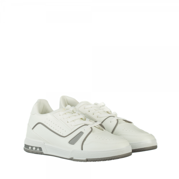 Ανδρικά αθλητικά παπούτσια λευκά από οικολογικό δέρμα Mezon, 2 - Kalapod.gr